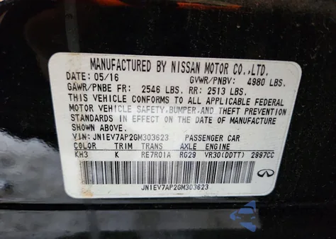 2016 Infiniti Q50 Premium z USA, uszkodzony, nr VIN JN1EV7AP2GM303623